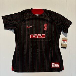 Nike Liverpool FC Dri Fit Lebron James Soccer Jersey Large Women FD0629061 Black